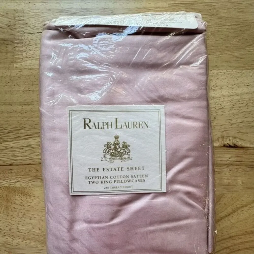 New Ralph Lauren Estate Sheet Egyptian Cotton Sateen 2 KING Pillowcases‎ Rosebud